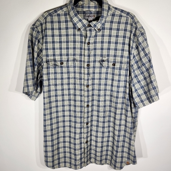 Carhartt Short Sleeve Plaid Button Down Shirt Mens XL Relax Fit - Picture 3 of 9